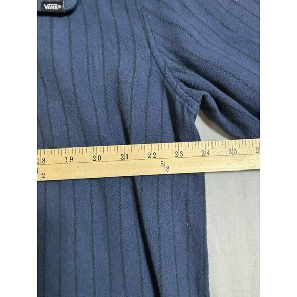 Vans Men’s Long Sleeve Button Down Flannel Shirt Blue Black Striped Sz XXL - Picture 4 of 6